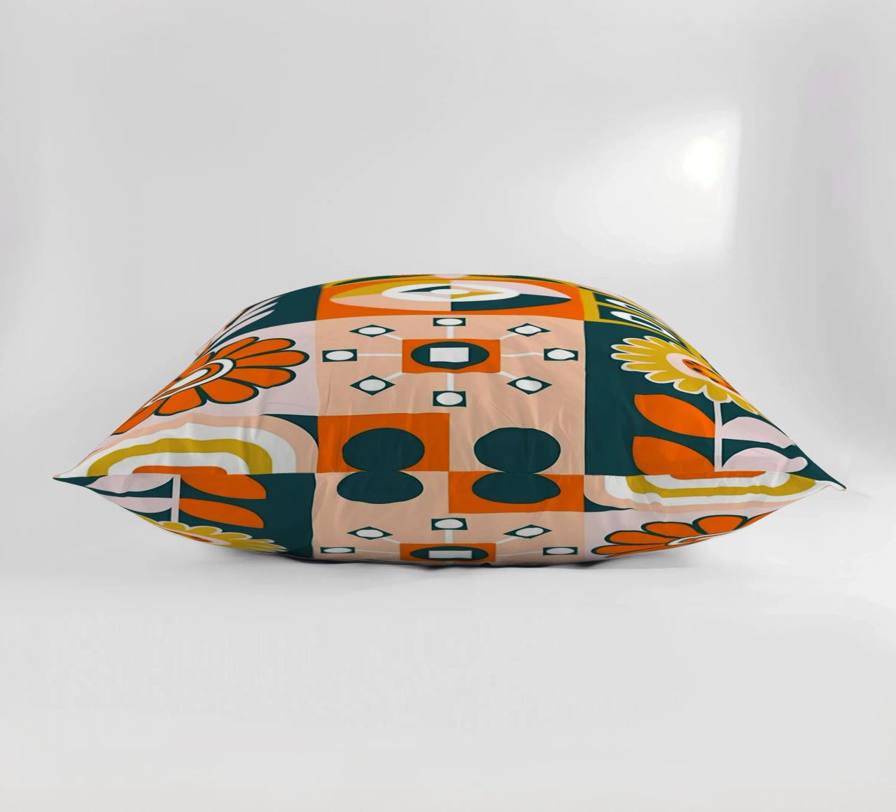 Retro Floral Geometric Pattern decorative cushion by diedrich