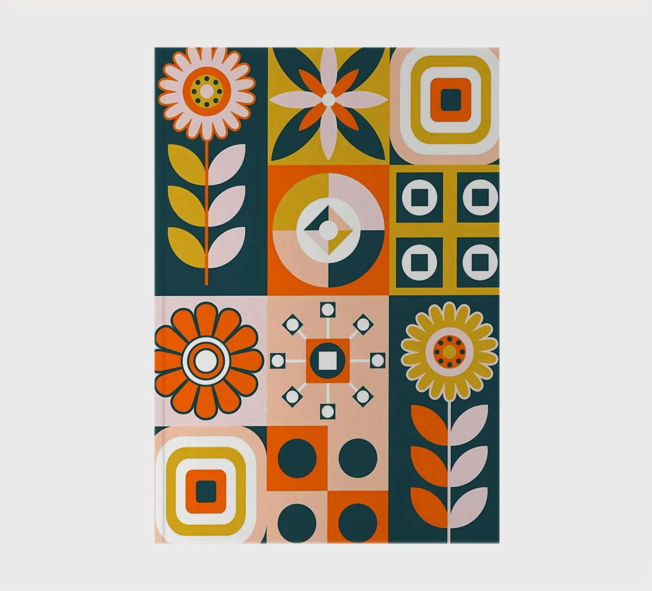 Retro Floral Geometric Pattern notebook by diedrich