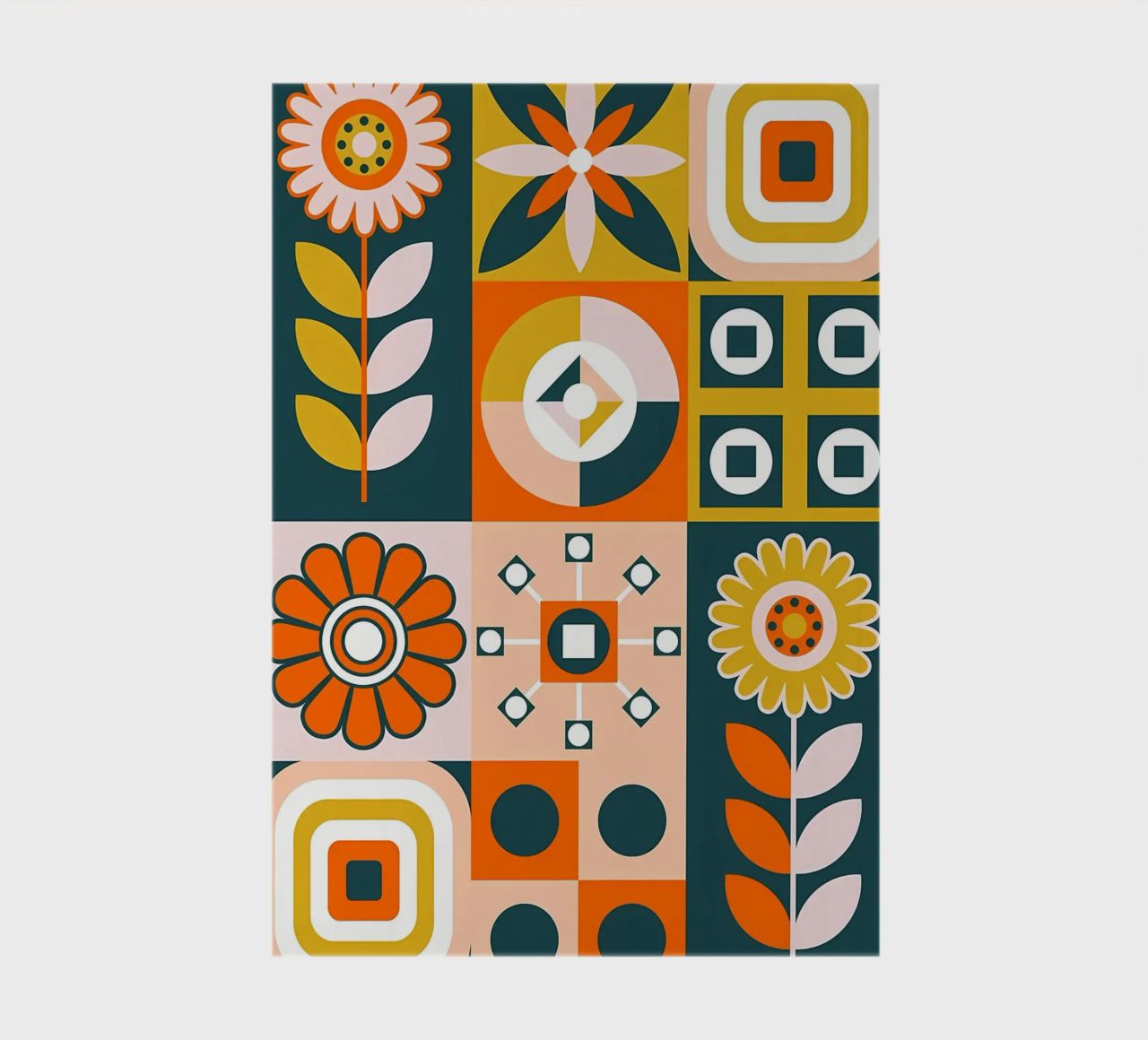 Retro Floral Geometric Pattern notebook by diedrich