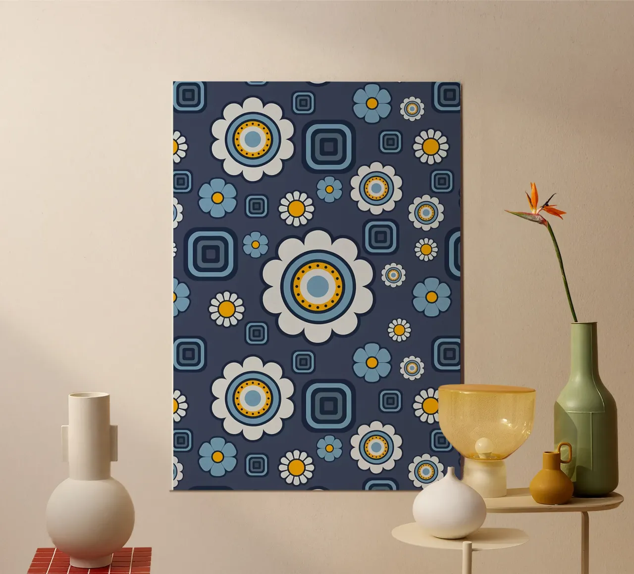 Motivo a quadri e fiori retrò poster da diedrich