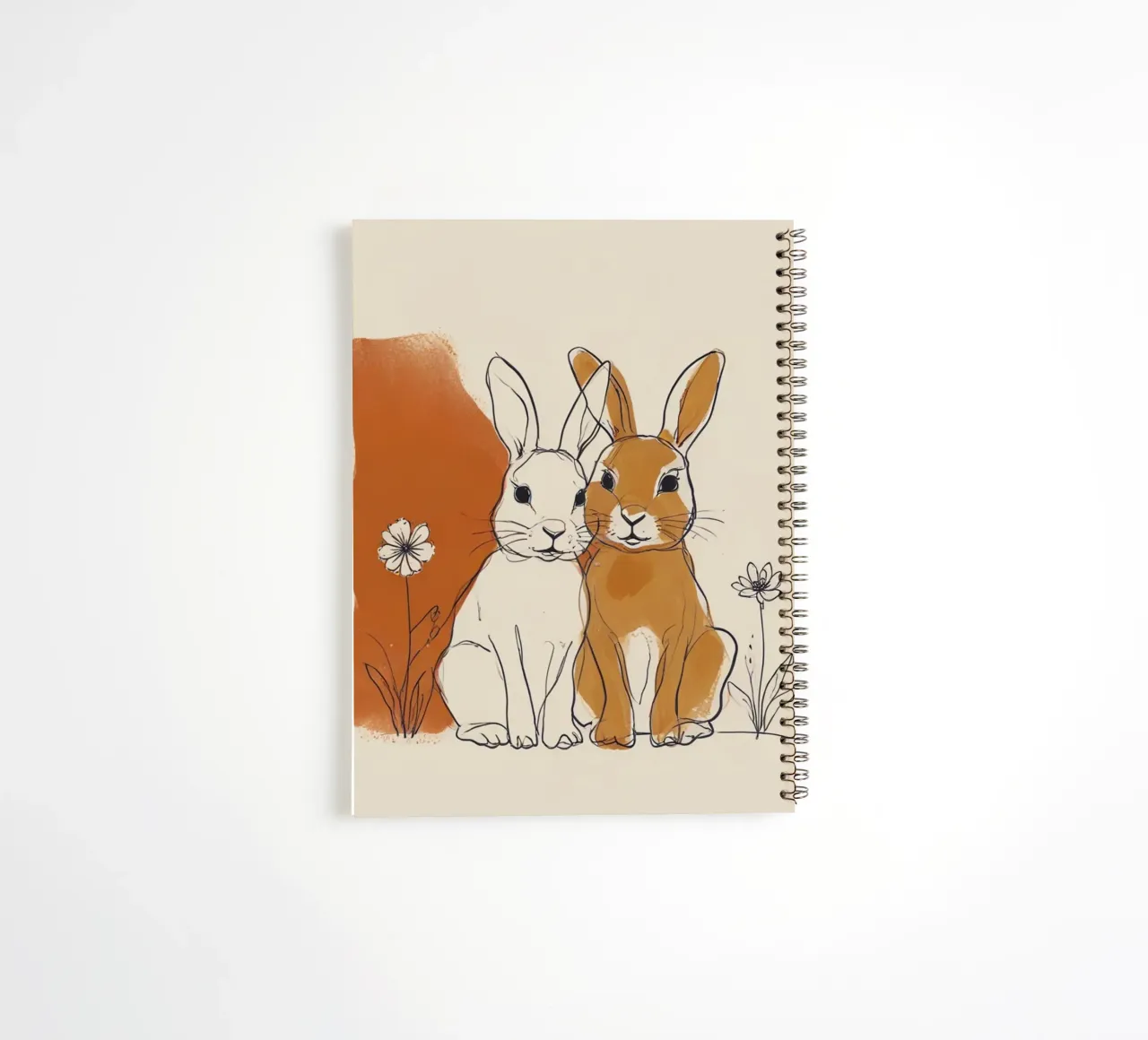 Bunny with brown background spiral notebook by ArtDesign by KBK
