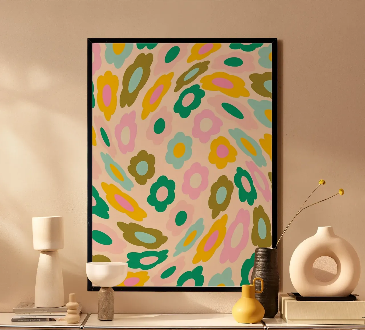 Motif rétro de fleurs dans les pastels esthétiques de Preppy poster de diedrich
