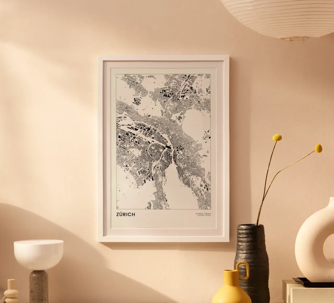 Zürich poster con telaio in legno da The Cartography Collection