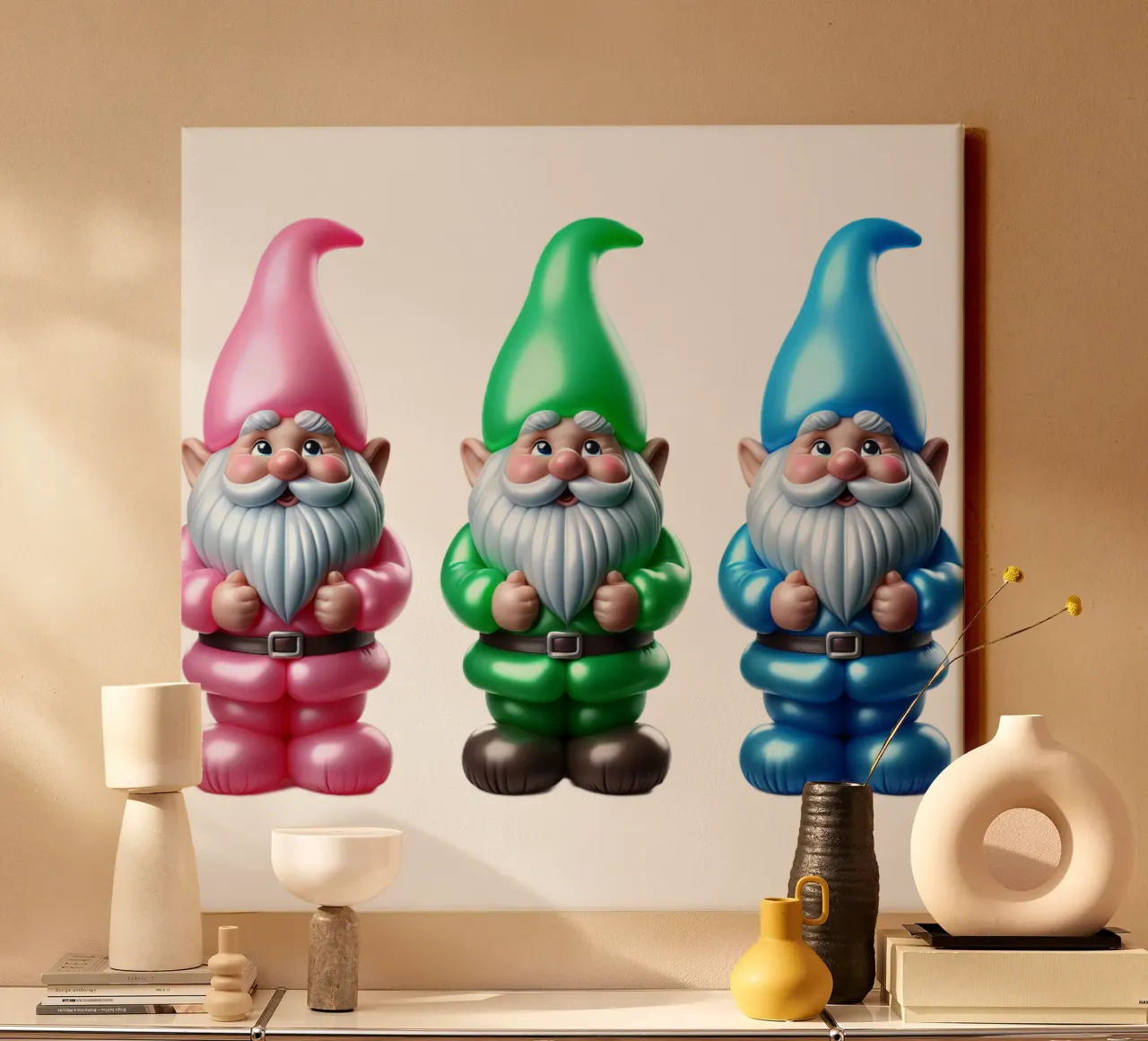 Dwarf triplets canvas with Floater frame by CASTILO