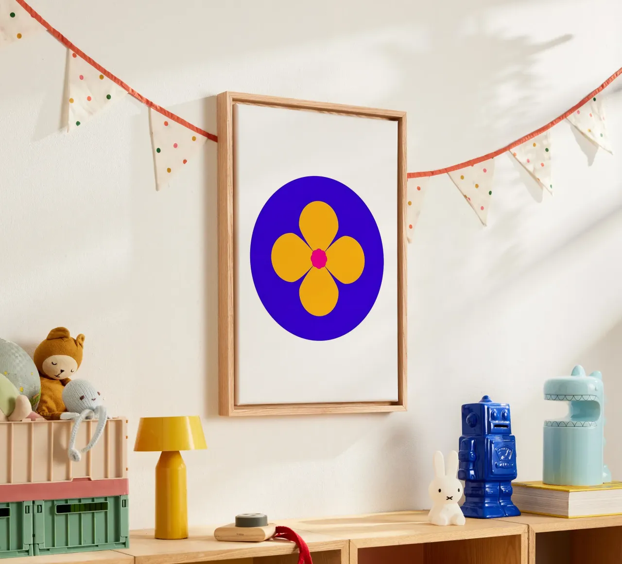 Retro bloem canvas met Baklijst van diedrich