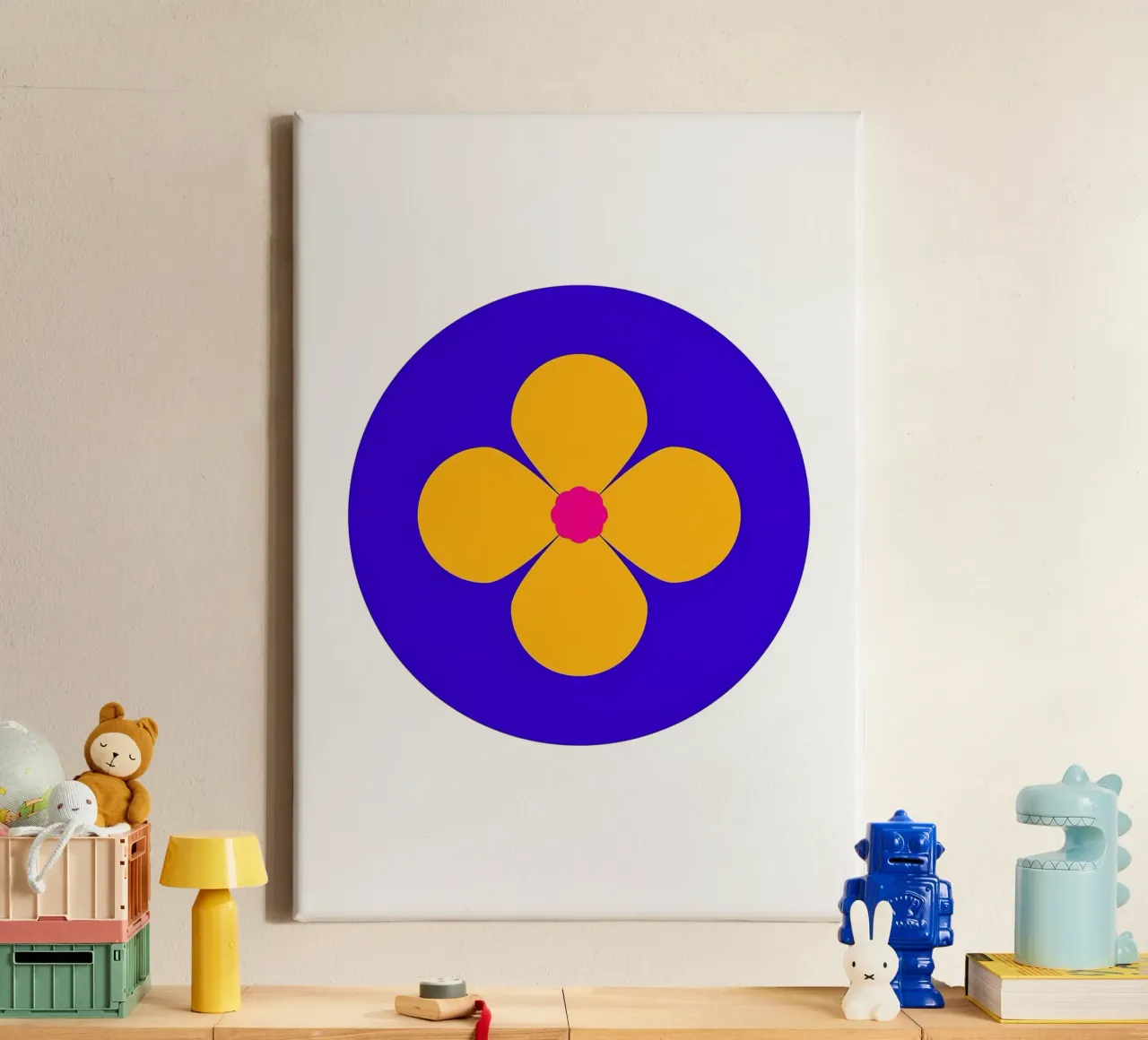 Retro bloem canvas met Baklijst van diedrich