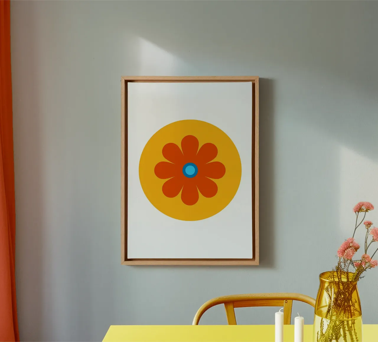 Retro bloem canvas met Baklijst van diedrich