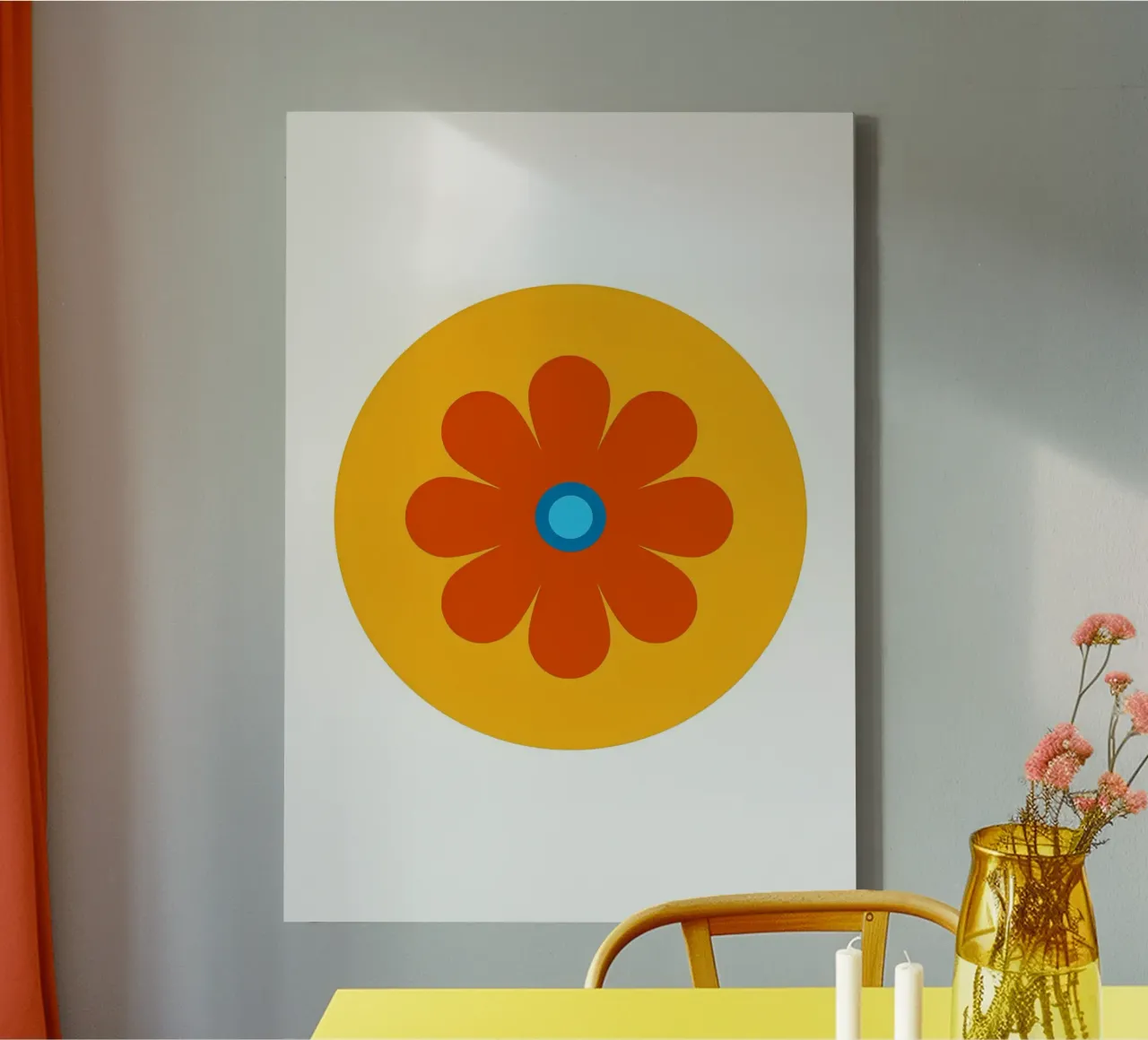 Retro bloem canvas met Baklijst van diedrich