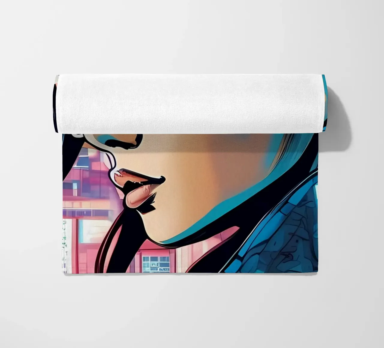 Woman futuristic Neon beach towel by LM2KONE