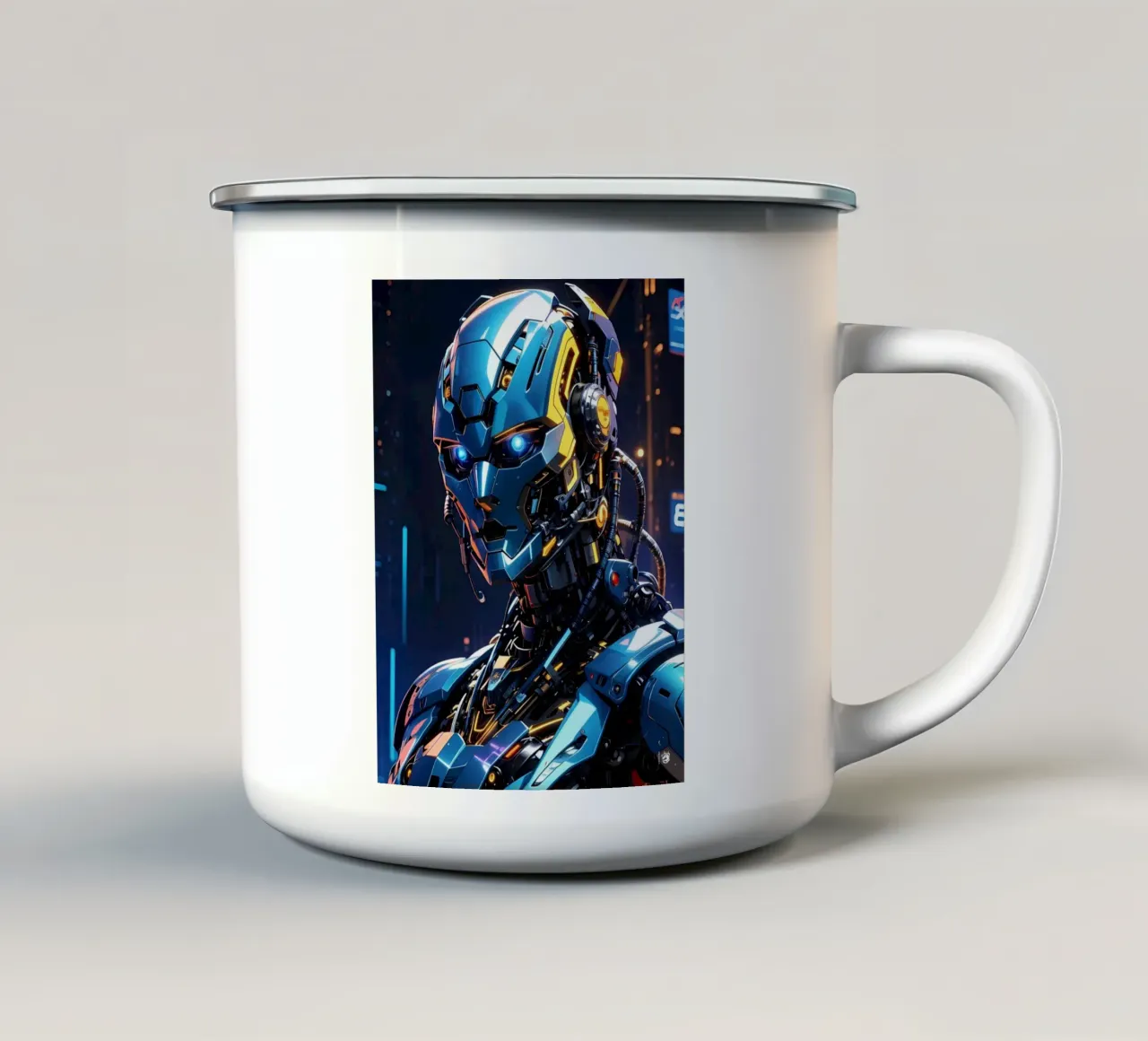 Cyborg futuristico tazza in smalto da LM2KONE