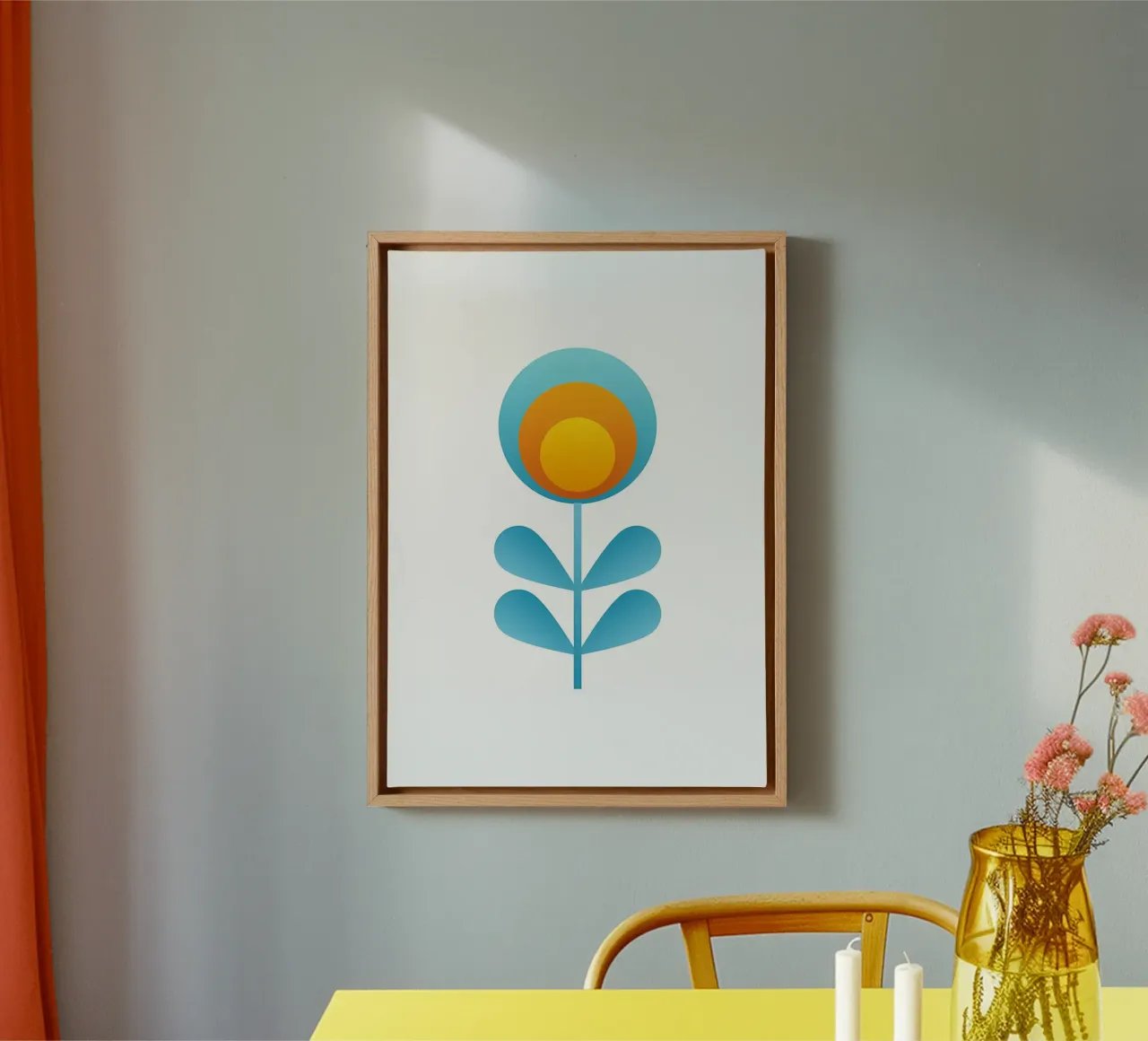 Retro bloem canvas met Baklijst van diedrich
