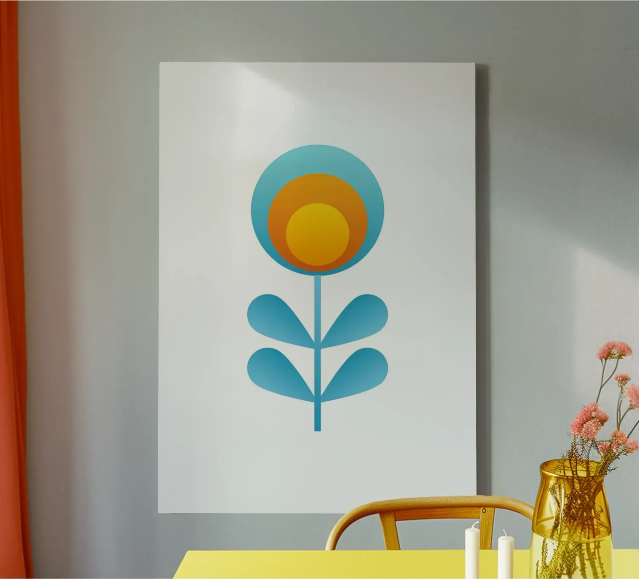 Retro bloem canvas met Baklijst van diedrich