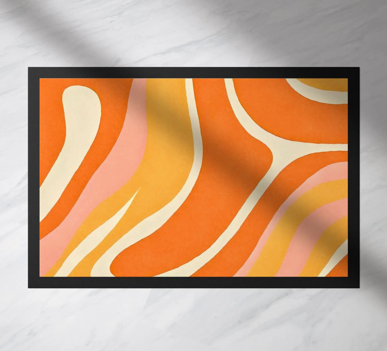 Retro Boho Color Block Shapes And Forms Orange Tangerine doormat by Andrea Haase Modern Home