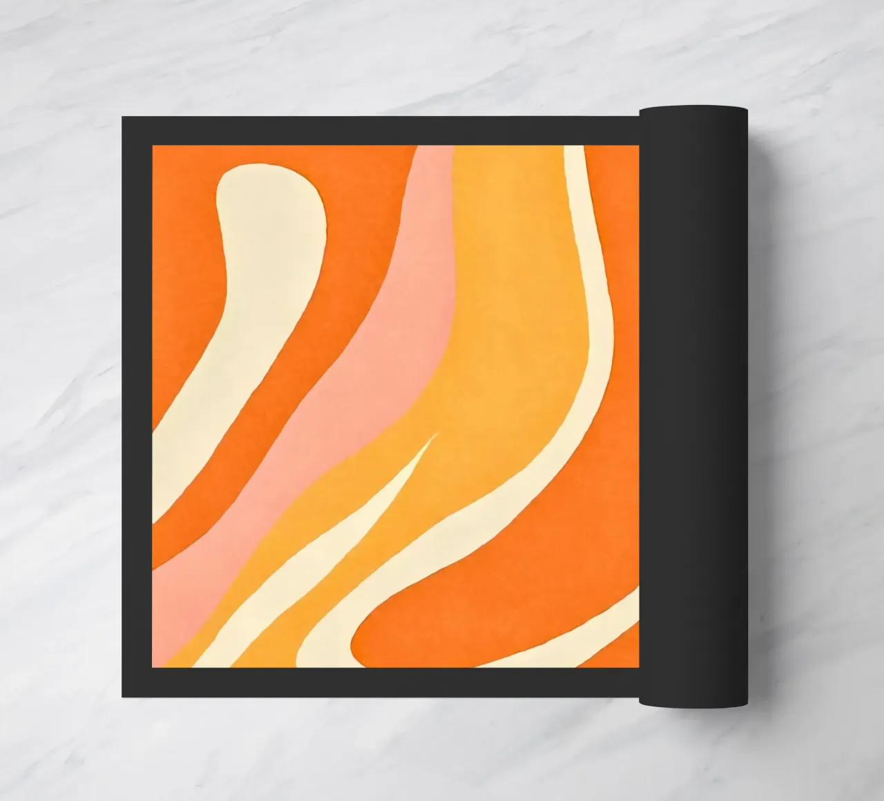 Retro Boho Color Block Shapes And Forms Orange Tangerine paillasson de Andrea Haase Modern Home