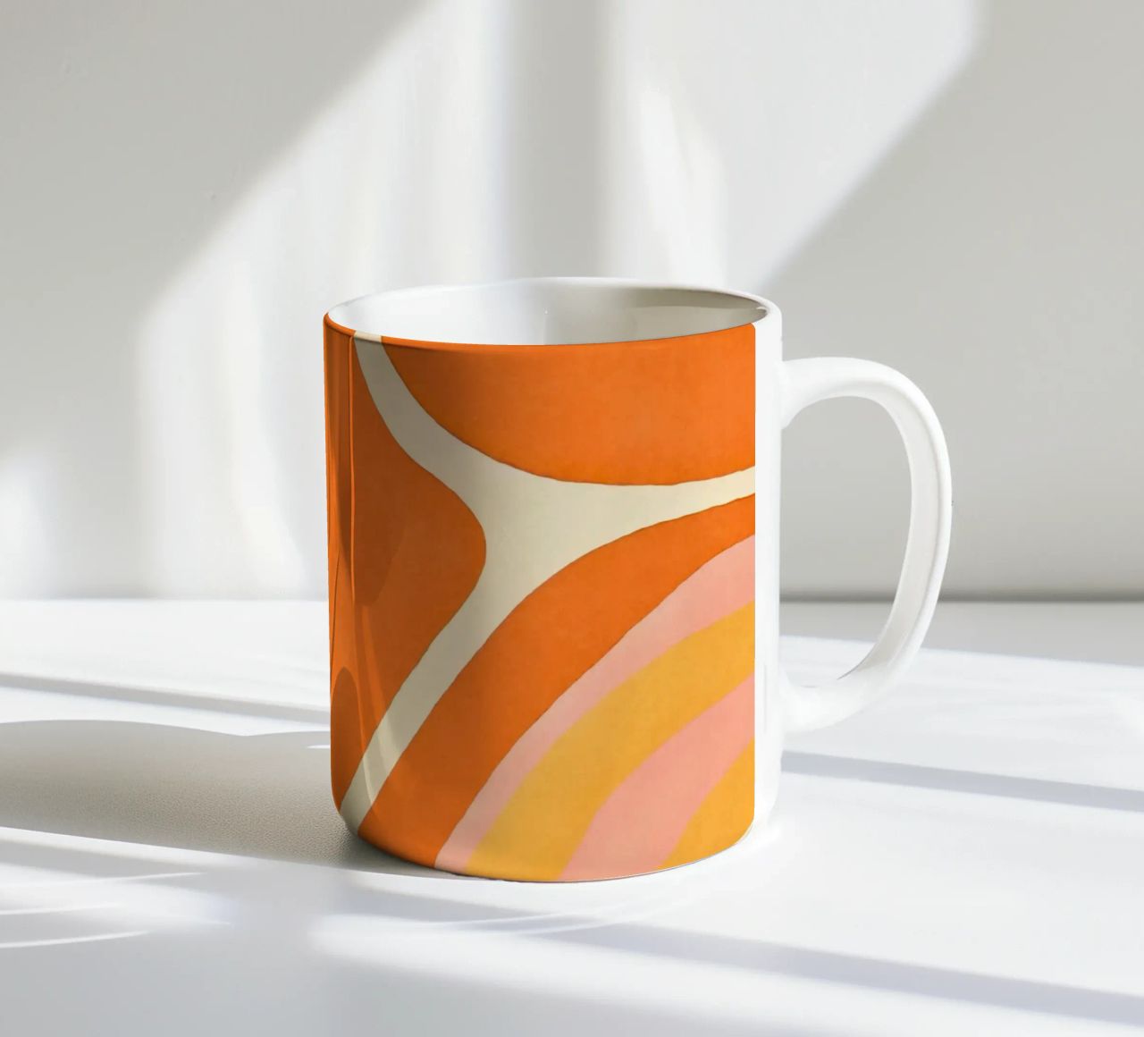 Retro Boho Color Block Shapes And Forms Orange Tangerine mug en céramique de Andrea Haase Modern Home