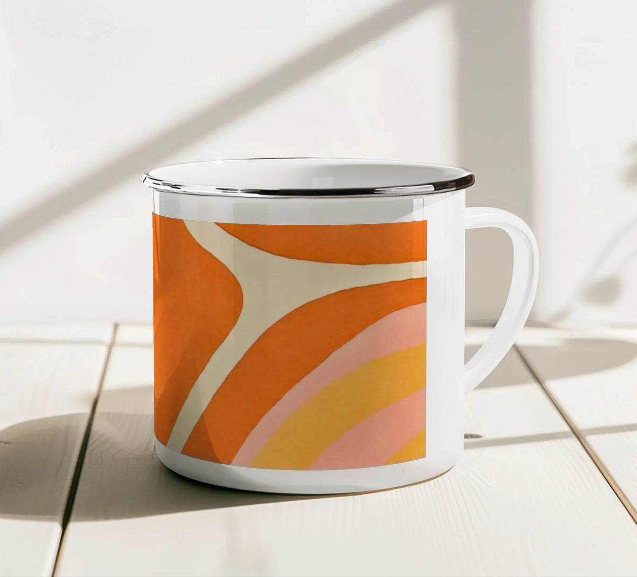 Forme e forme a blocchi di colore retrò Boho Arancione Mandarino tazza in smalto da Andrea Haase Modern Home