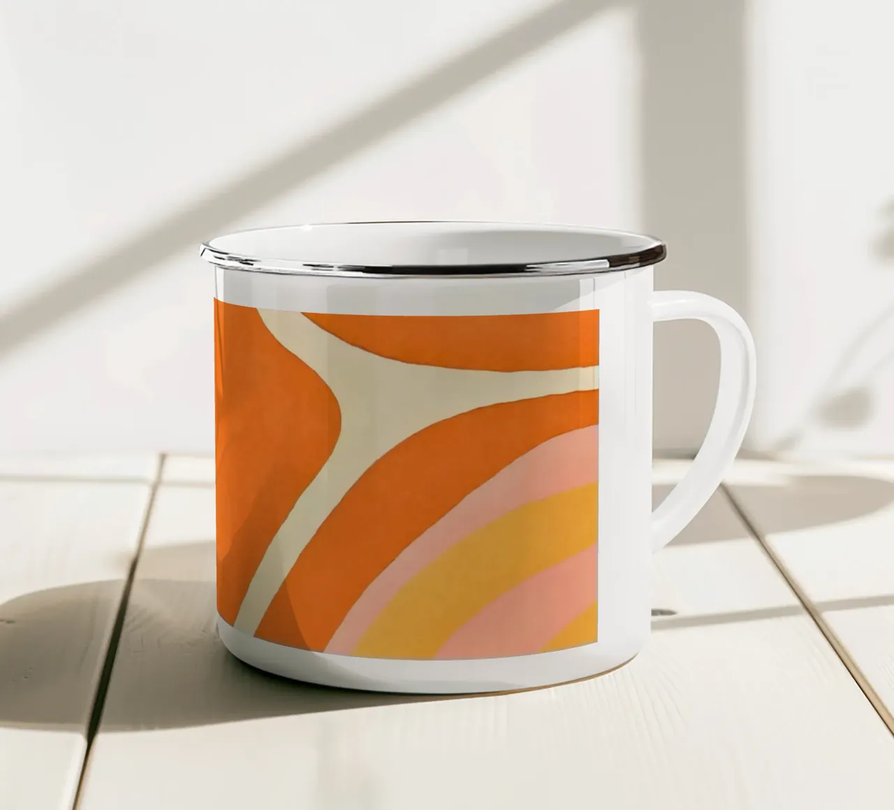 Retro Boho Color Block Shapes And Forms Orange Tangerine enamel mug by Andrea Haase Modern Home