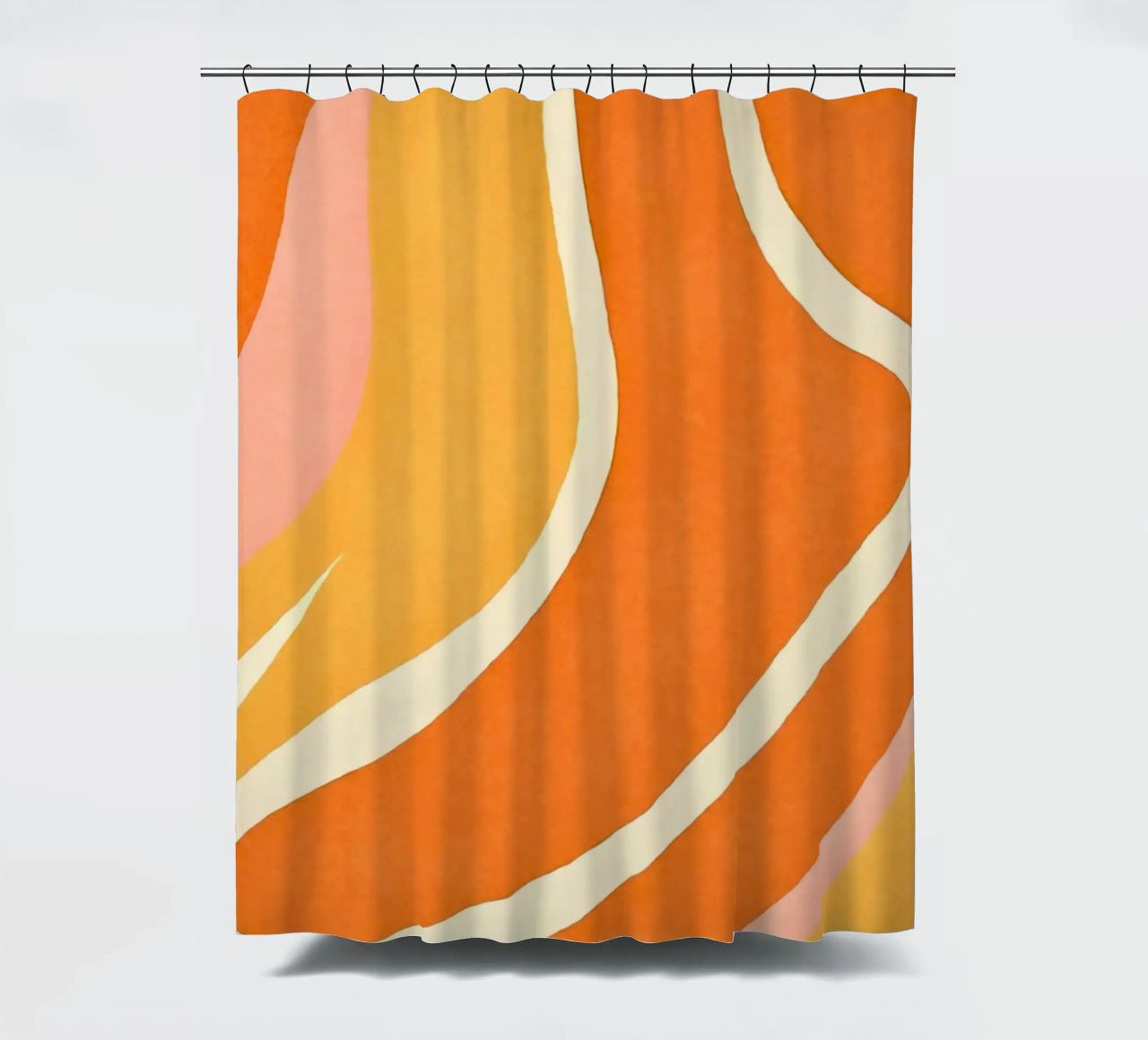 Retro Boho Color Block Shapes And Forms Orange Tangerine shower curtain by Andrea Haase Modern Home