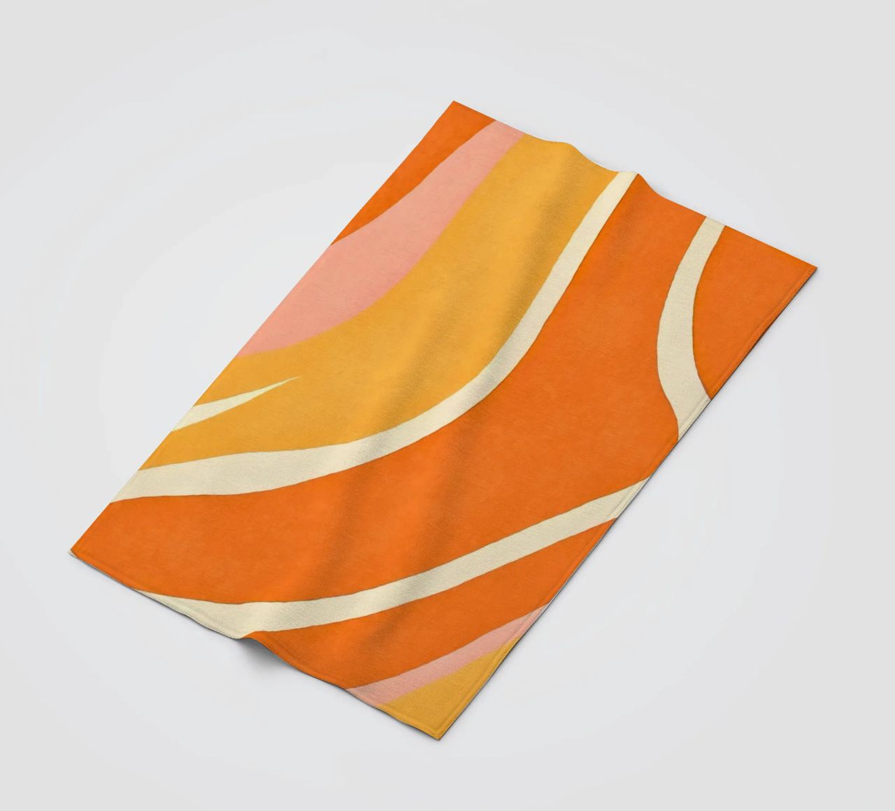 Retro Boho Color Block Shapes And Forms Orange Tangerine fleece blanket by Andrea Haase Modern Home
