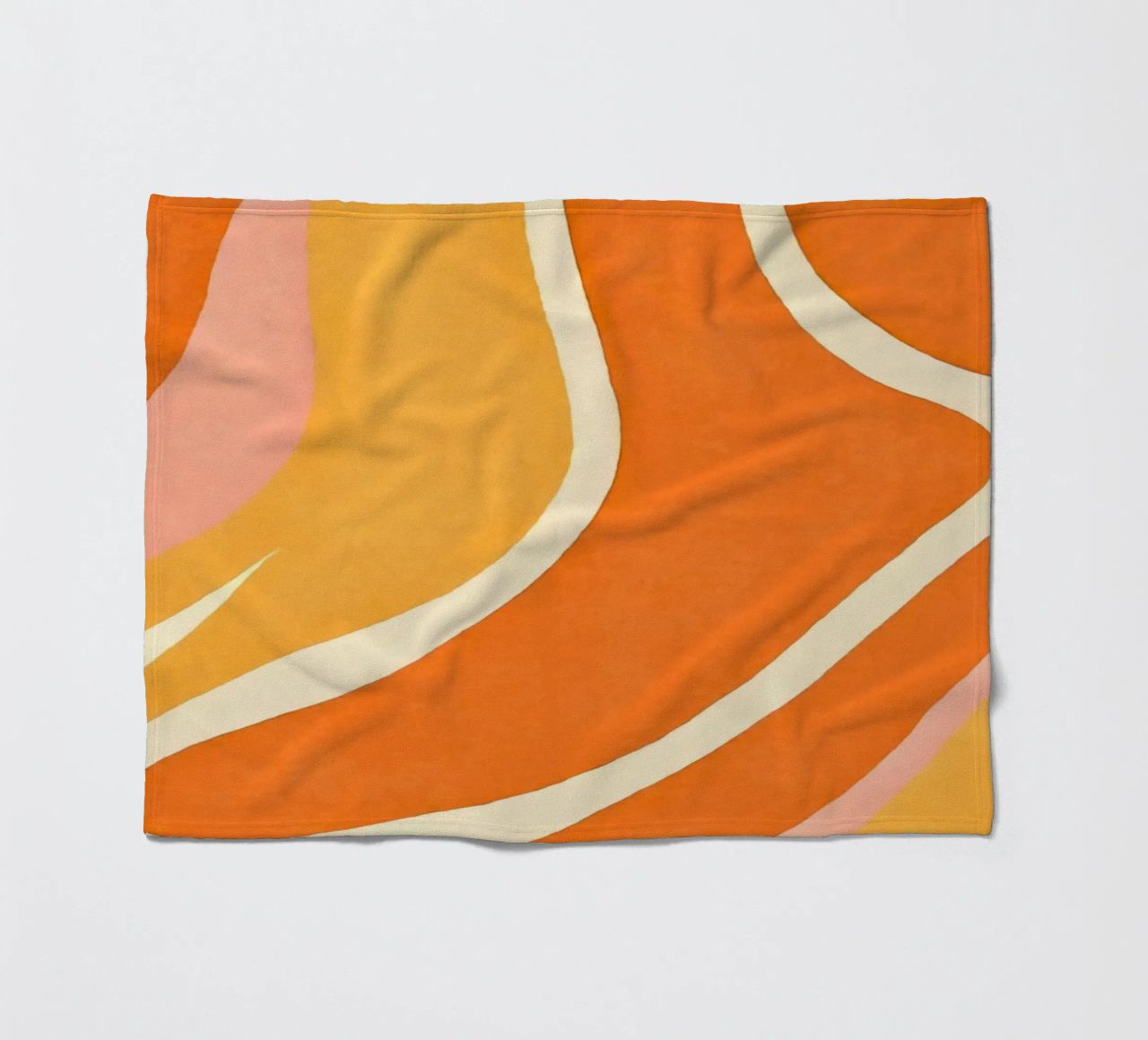 Retro Boho Color Block Shapes And Forms Orange Tangerine fleece blanket by Andrea Haase Modern Home