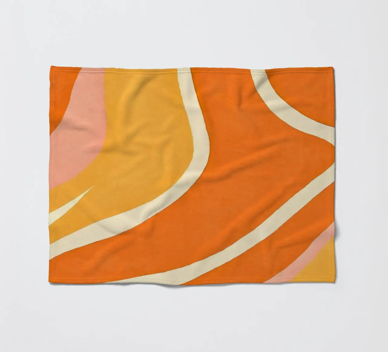 Forme e forme a blocchi di colore retrò Boho Arancione Mandarino coperta in pile da Andrea Haase Modern Home