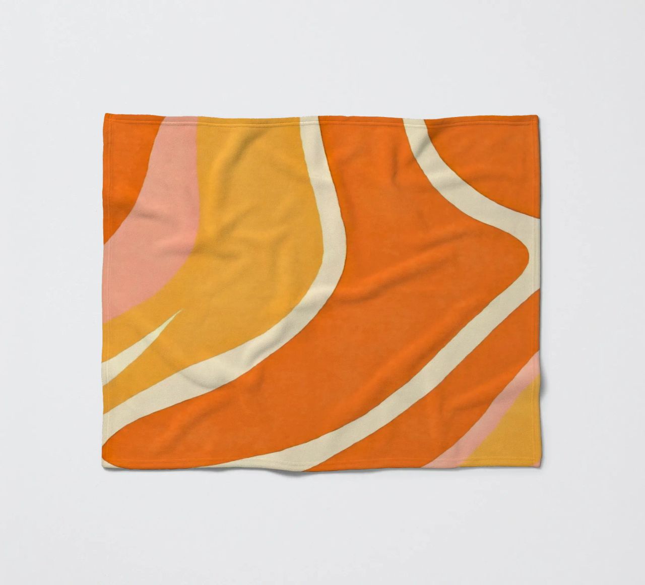 Retro Boho Color Block Shapes And Forms Orange Tangerine fleece blanket by Andrea Haase Modern Home
