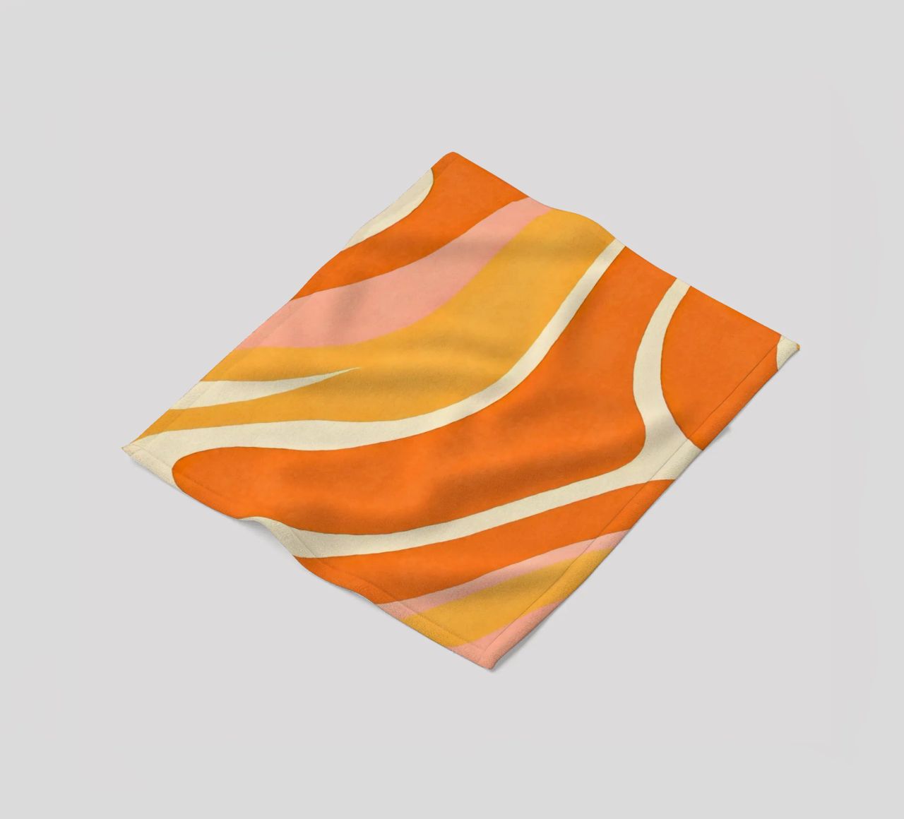 Retro Boho Color Block Shapes And Forms Orange Tangerine fleece blanket by Andrea Haase Modern Home