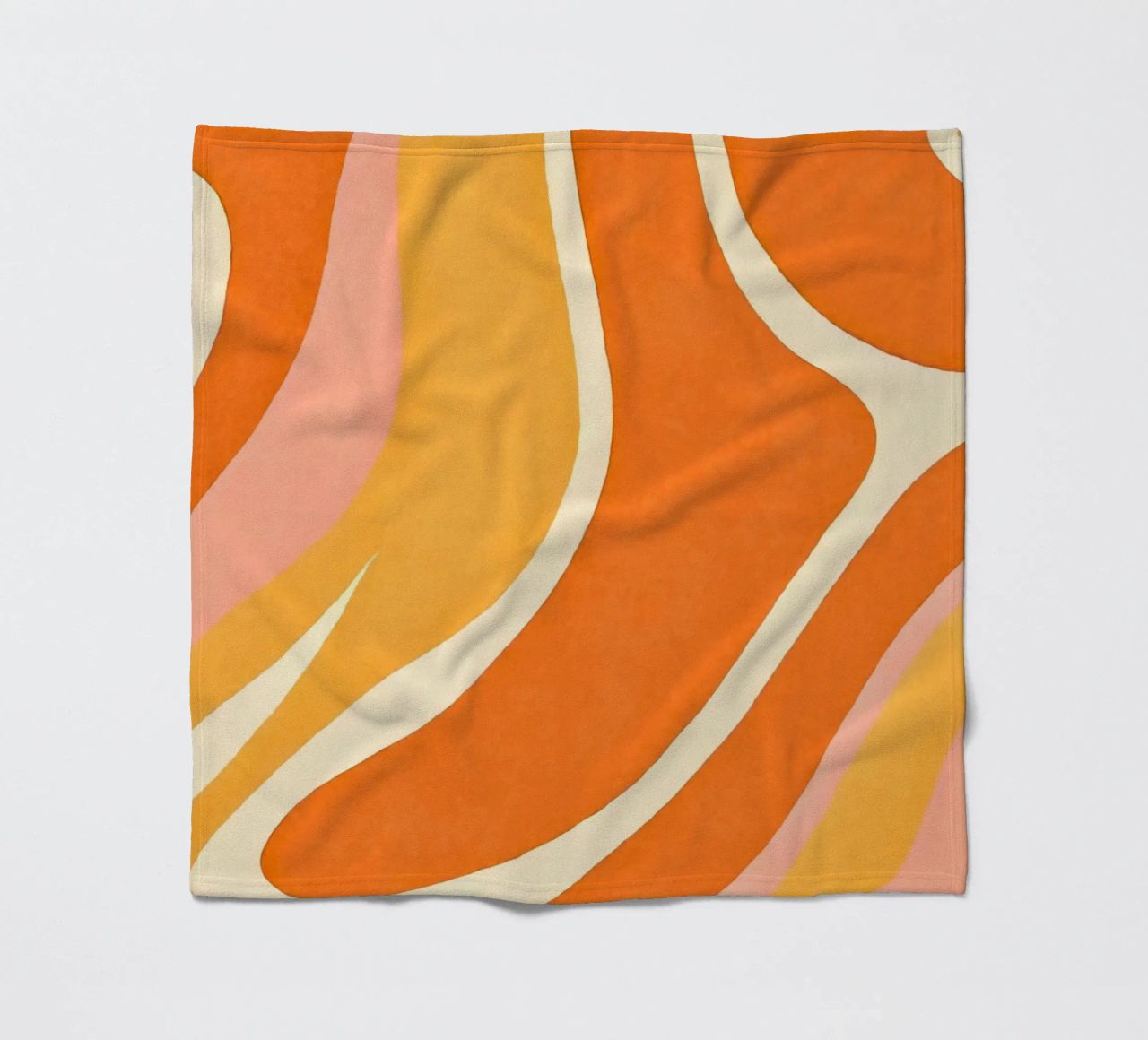 Retro Boho Color Block Shapes And Forms Orange Tangerine fleece blanket by Andrea Haase Modern Home