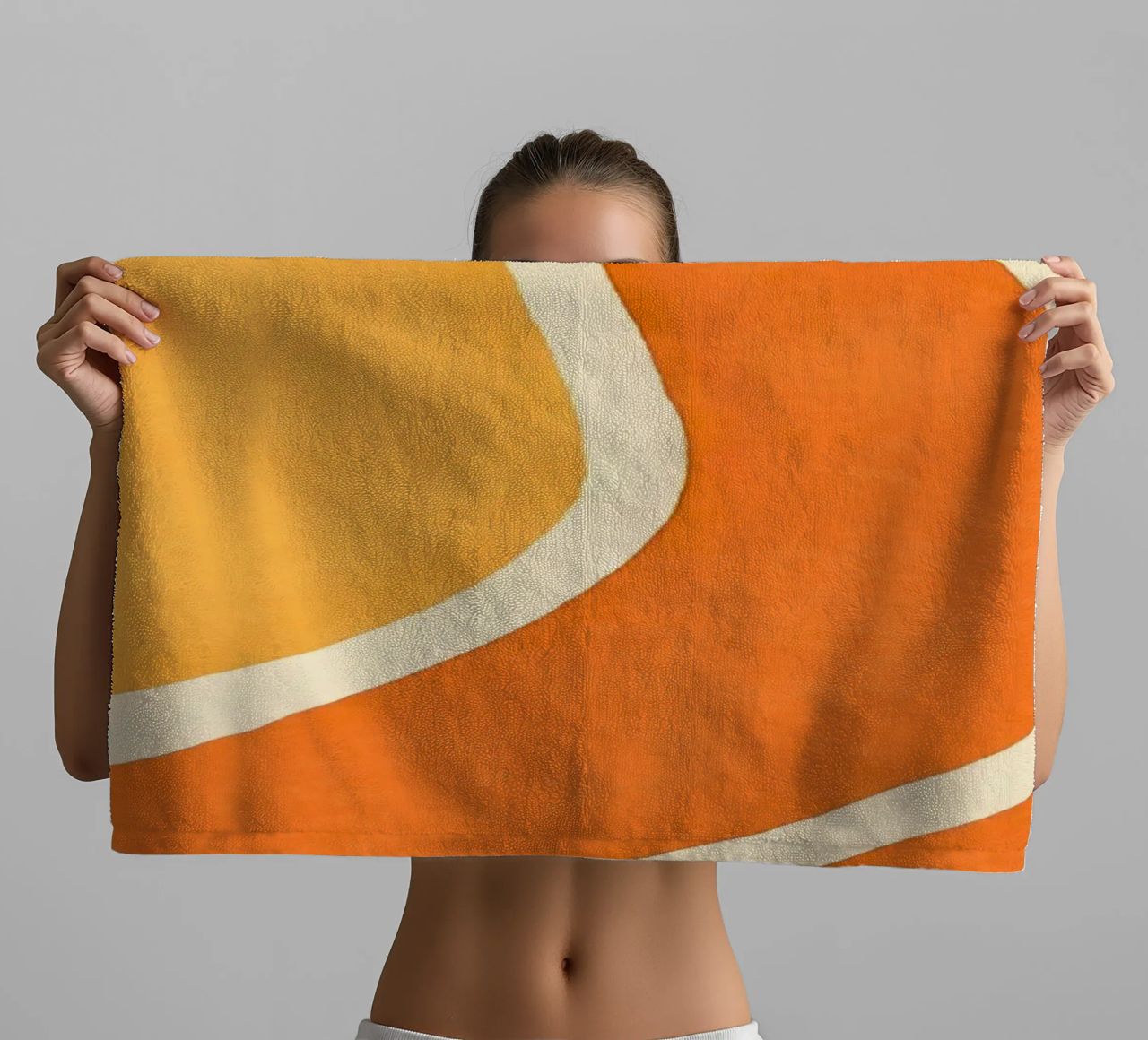 Retro Boho Color Block Shapes And Forms Orange Tangerine towel by Andrea Haase Modern Home
