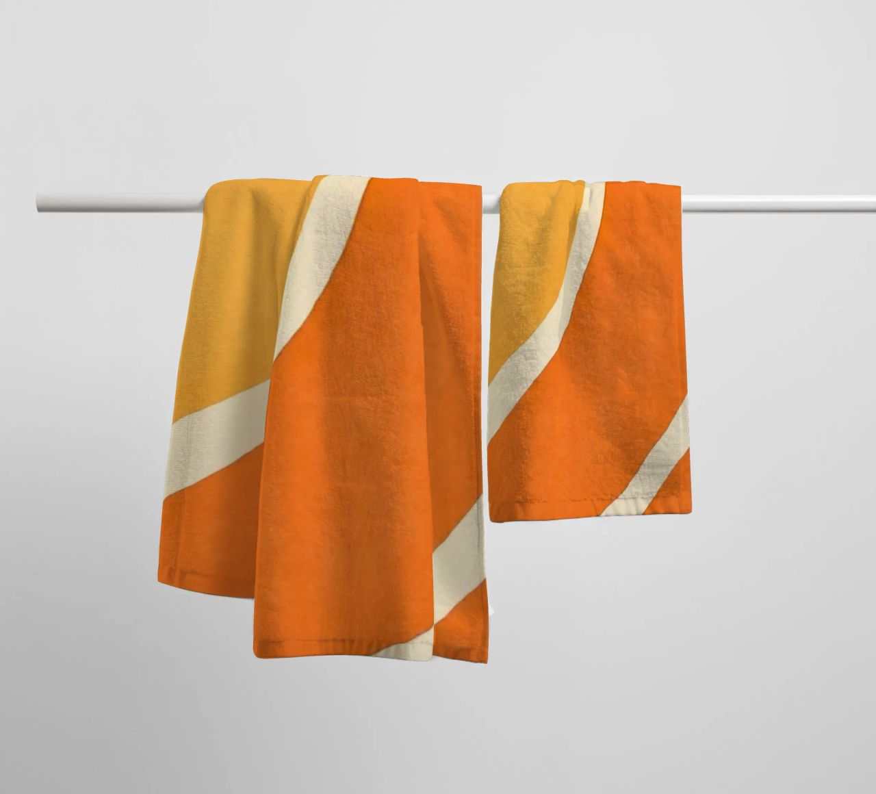 Retro Boho Color Block Shapes And Forms Orange Tangerine towel by Andrea Haase Modern Home