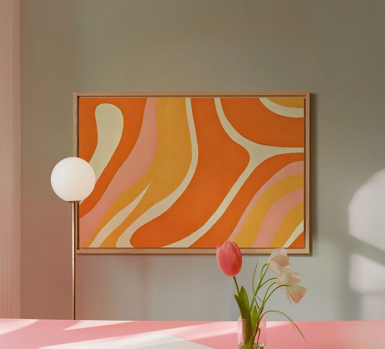 Retro Boho Color Block Shapes And Forms Orange Tangerine alu-dibond by Andrea Haase Modern Home