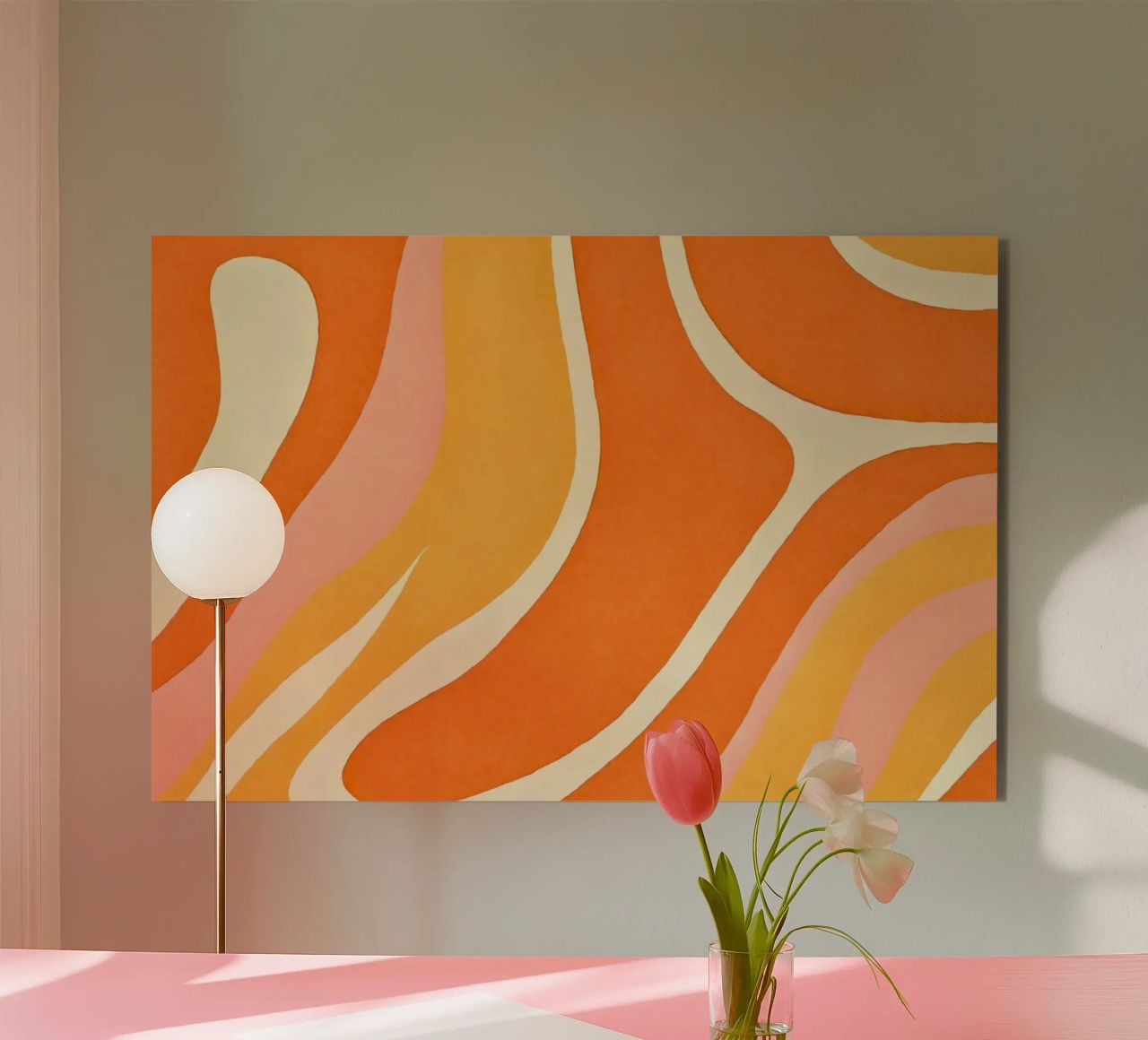 Retro Boho Color Block Shapes And Forms Orange Tangerine alu-dibond by Andrea Haase Modern Home