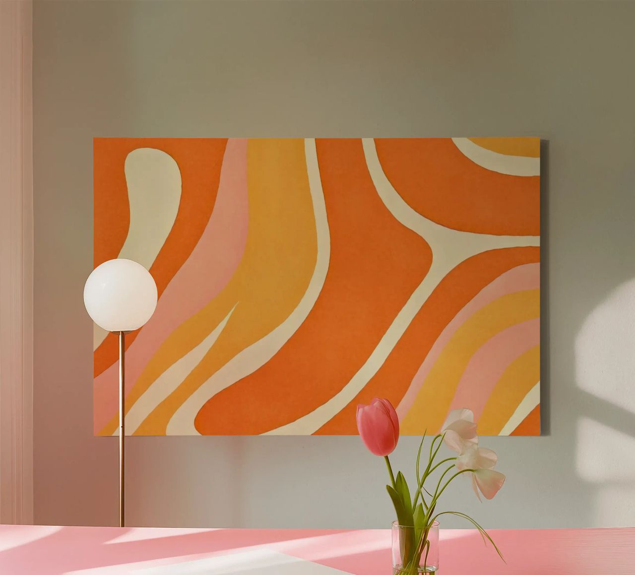 Retro Boho Color Block Shapes And Forms Orange Tangerine canvas by Andrea Haase Modern Home