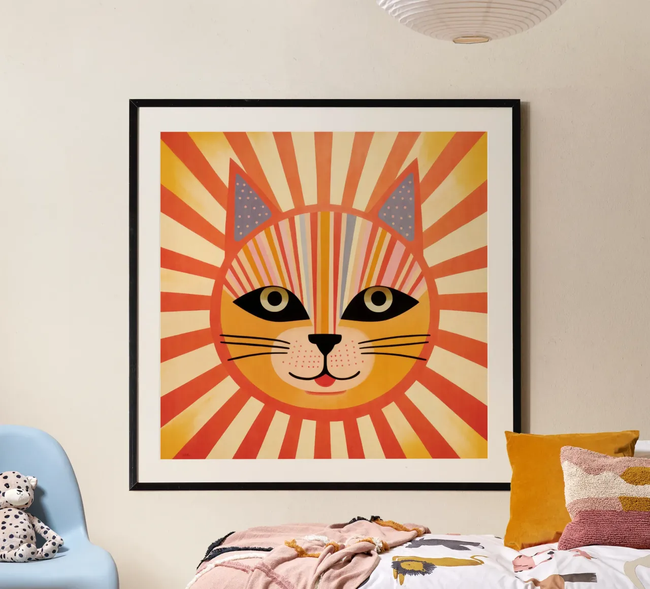 Gatto carino ad acquerello poster con telaio in alluminio da Andrea Haase Modern Home