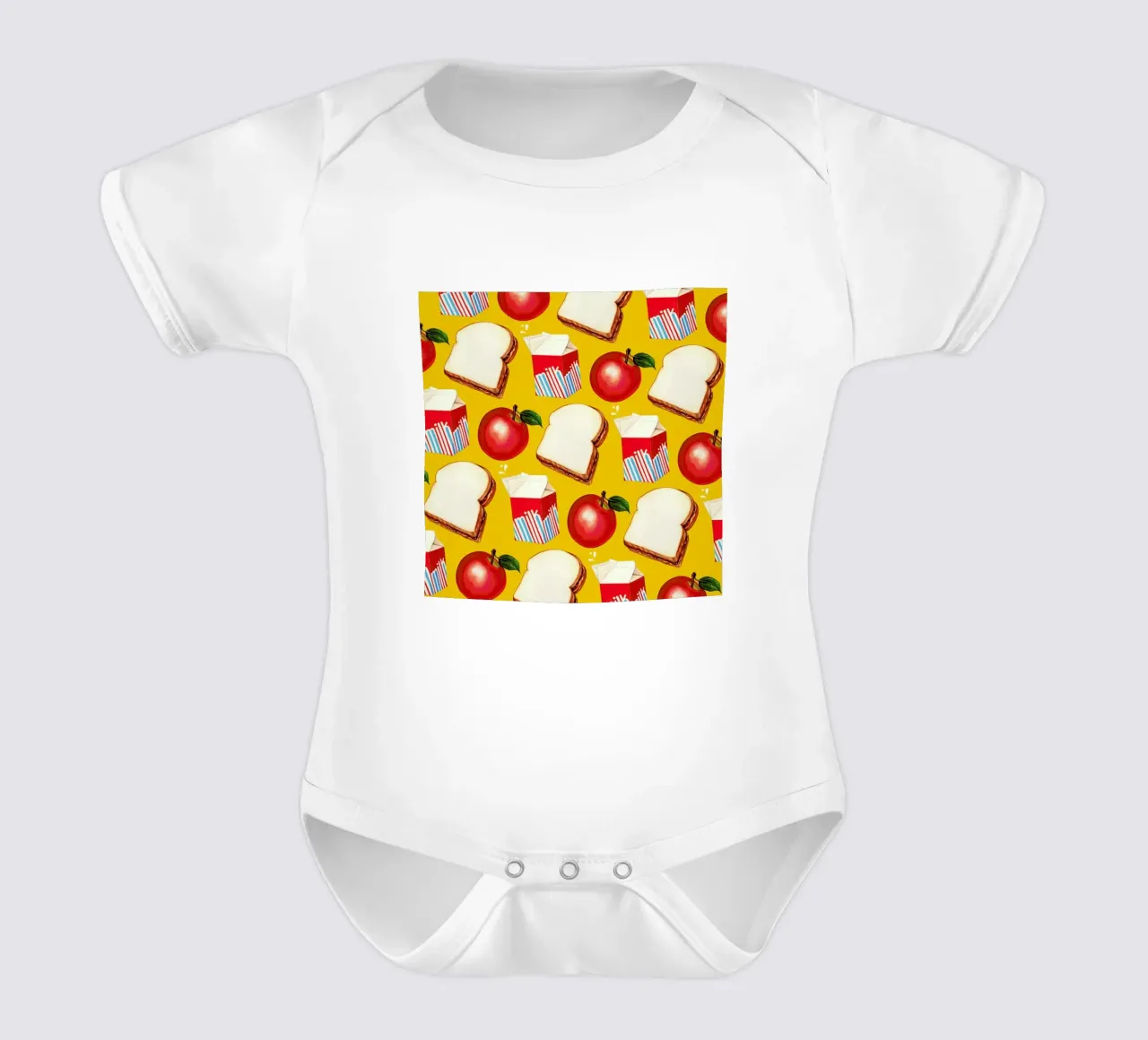 Lunch Patterns Lunch Yellow body neonato maniche corte da Kelly Gilleran