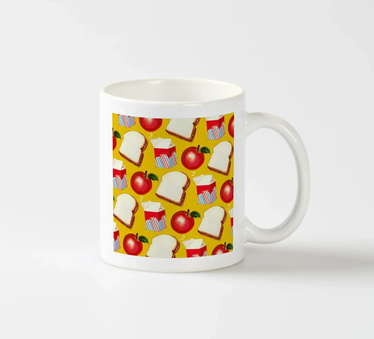 Lunch Patterns Lunch Yellow Keramik Tasse von Kelly Gilleran
