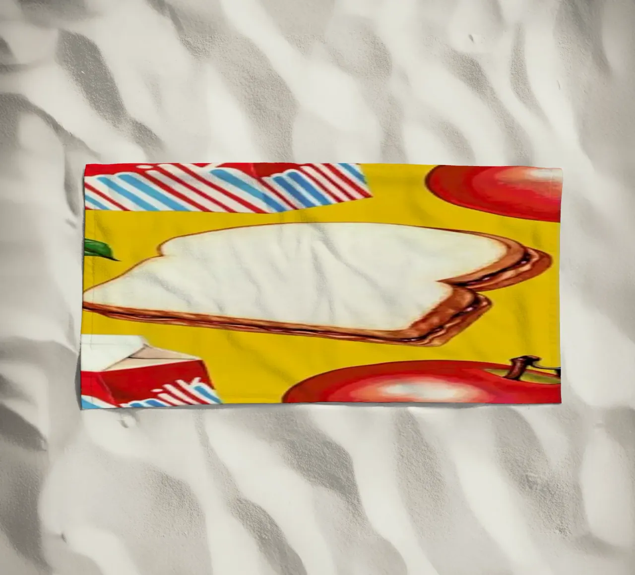 Lunch Patterns Lunch Yellow beach towel by Kelly Gilleran