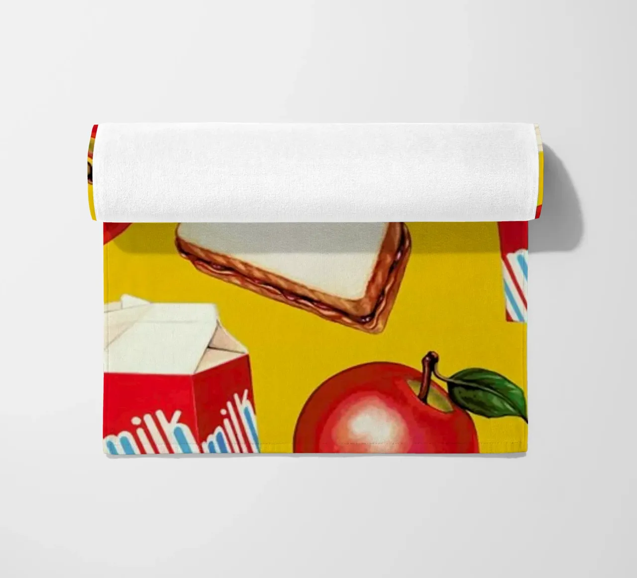 Lunch Patterns Lunch Yellow beach towel by Kelly Gilleran