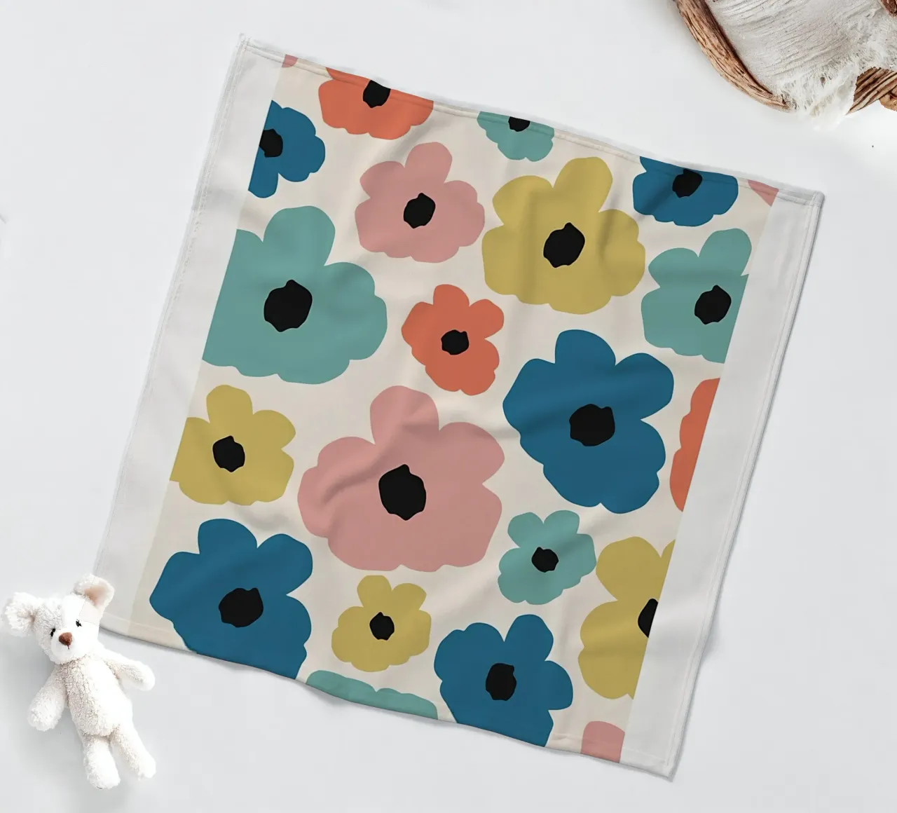 Fiori colorati e retrò coperta in pile da diedrich