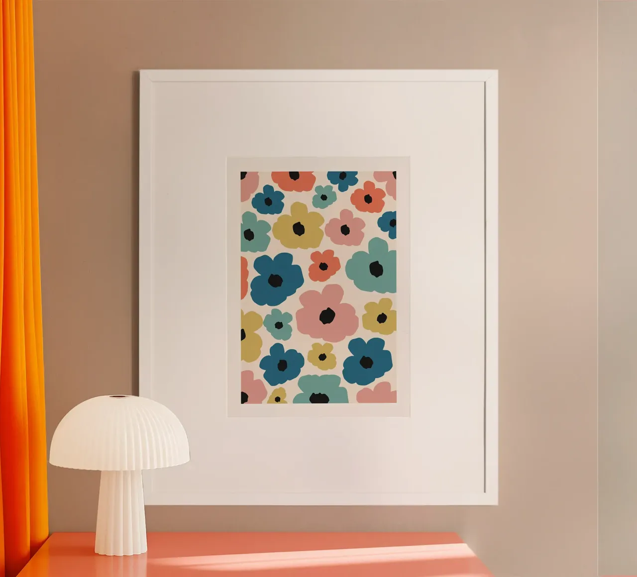 Fiori colorati e retrò poster con telaio in legno da diedrich