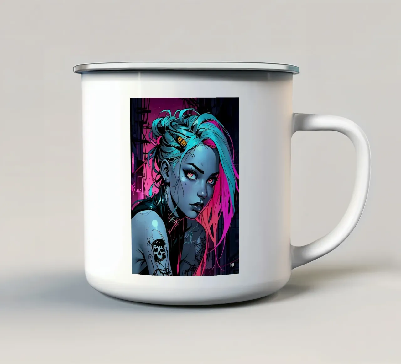 Neon Donna Futuristico tazza in smalto da LM2KONE