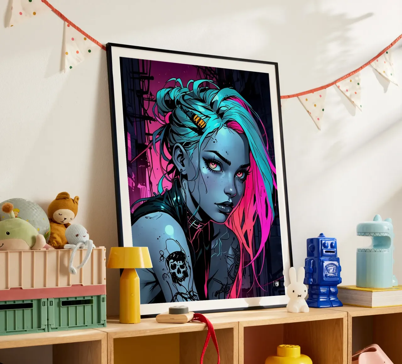 Neon Woman Futuristic hahnemühle by LM2KONE