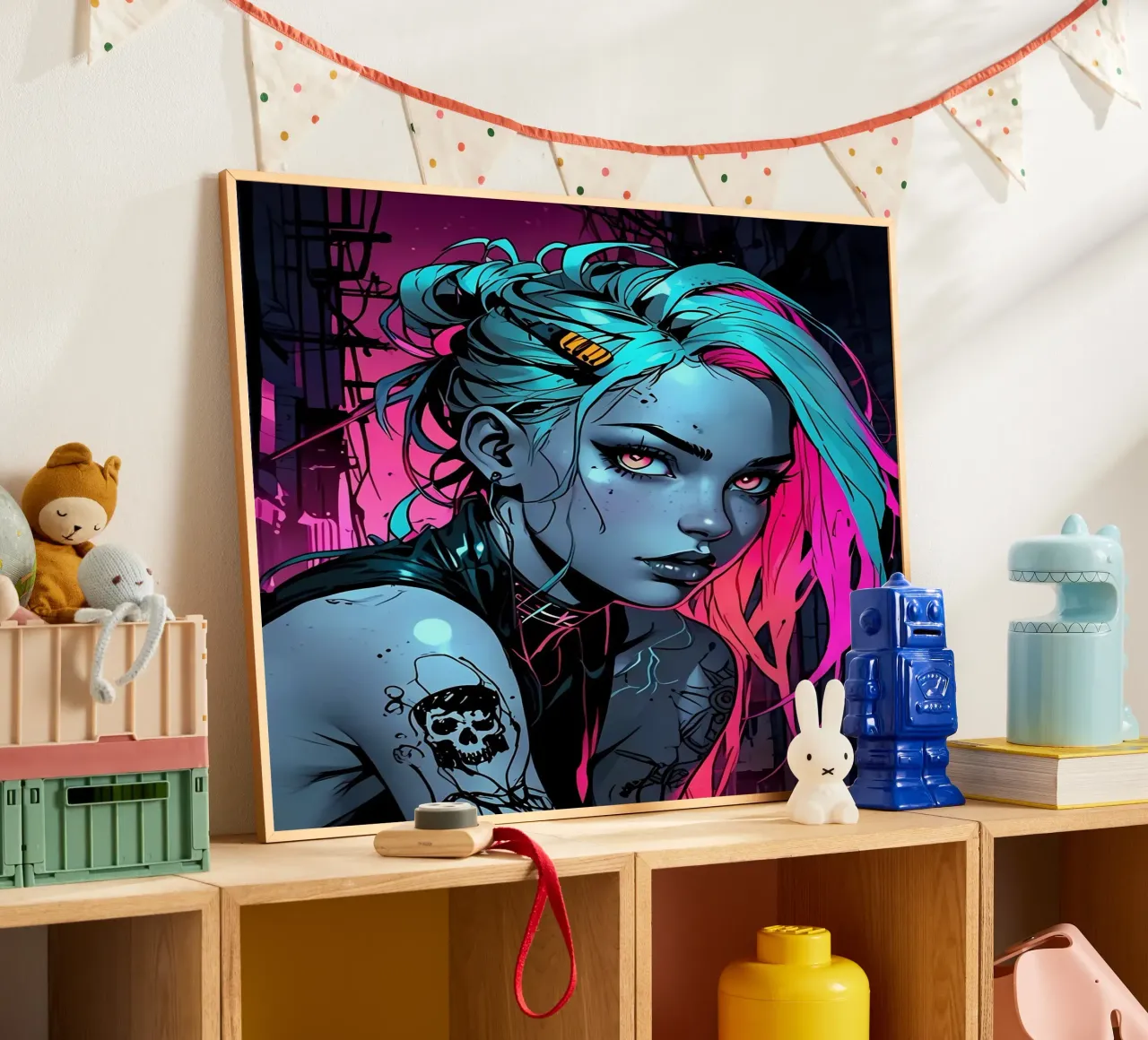 Neon Woman Futuristic hahnemühle by LM2KONE