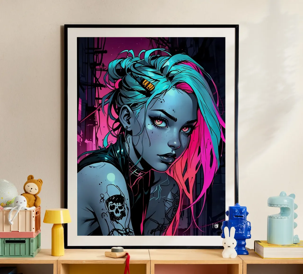 Neon Woman Futuristic hahnemühle by LM2KONE