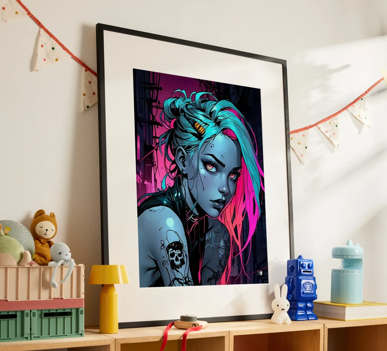 Neon Woman Futuristic hahnemühle by LM2KONE