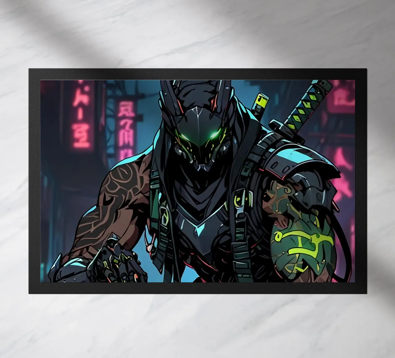 Samurai Cyborg Notte città zerbino da LM2KONE