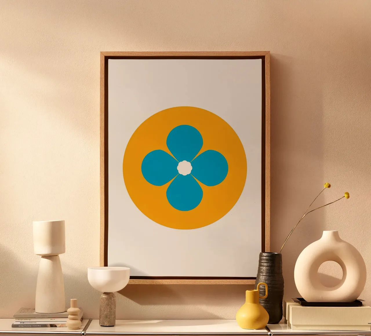Retro bloem canvas met Baklijst van diedrich