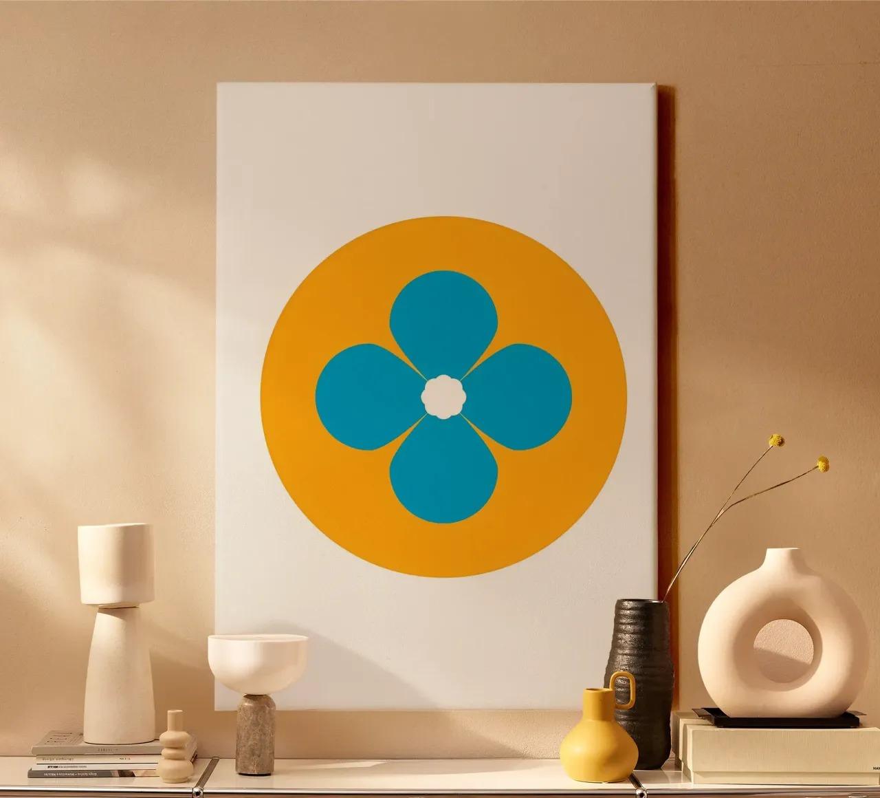 Retro bloem canvas met Baklijst van diedrich