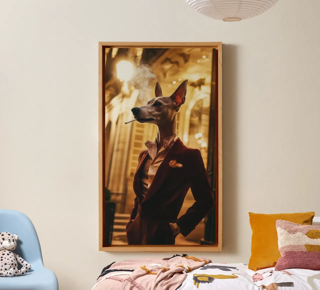 Enzo tela con Cornice a cassetta da Affiches Chien Originales – Dogland