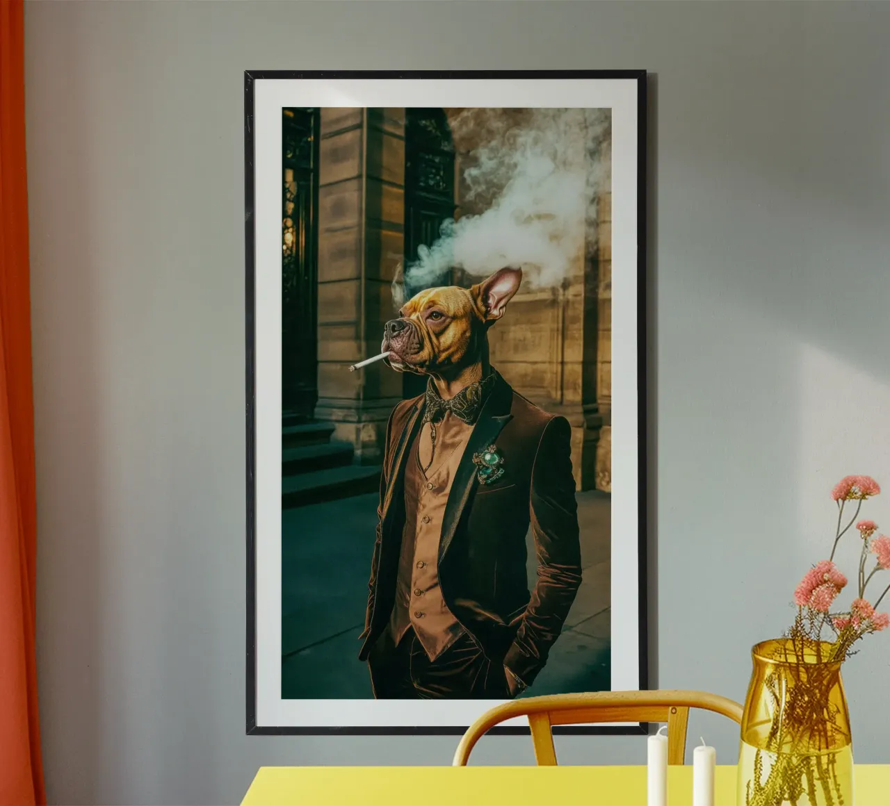 Gaston poster con telaio in alluminio da Affiches Chien Originales – Dogland